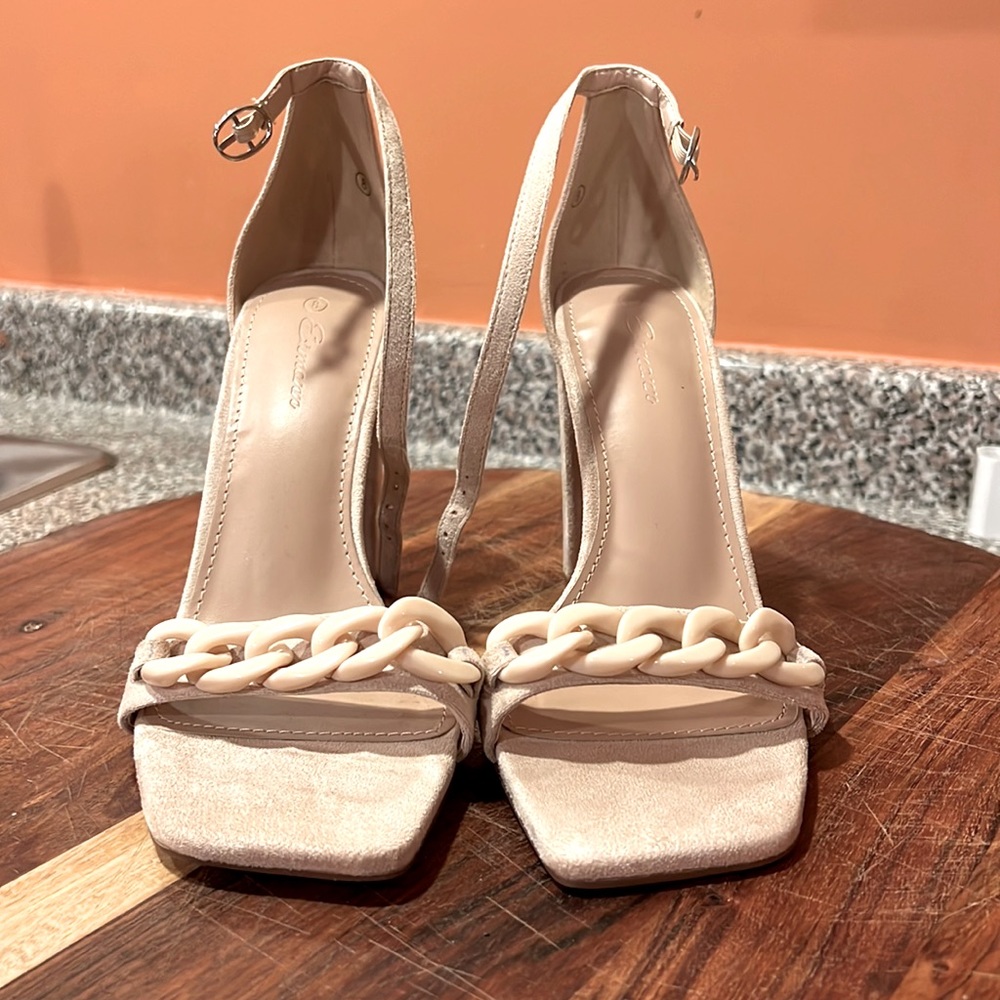Ermomm Womens Square Toe Heeled Sanadals, Chunky Heel, ankle strap wedding shoe